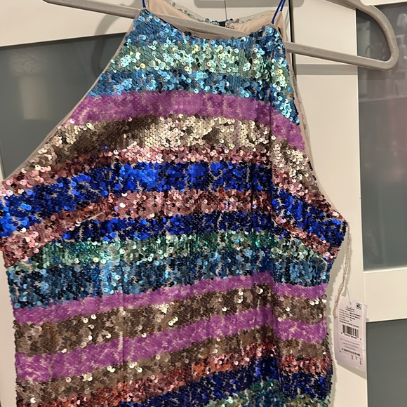 Aidan Aidan Mattox sequin cocktail party dress blue purple gold - Picture 5 of 10